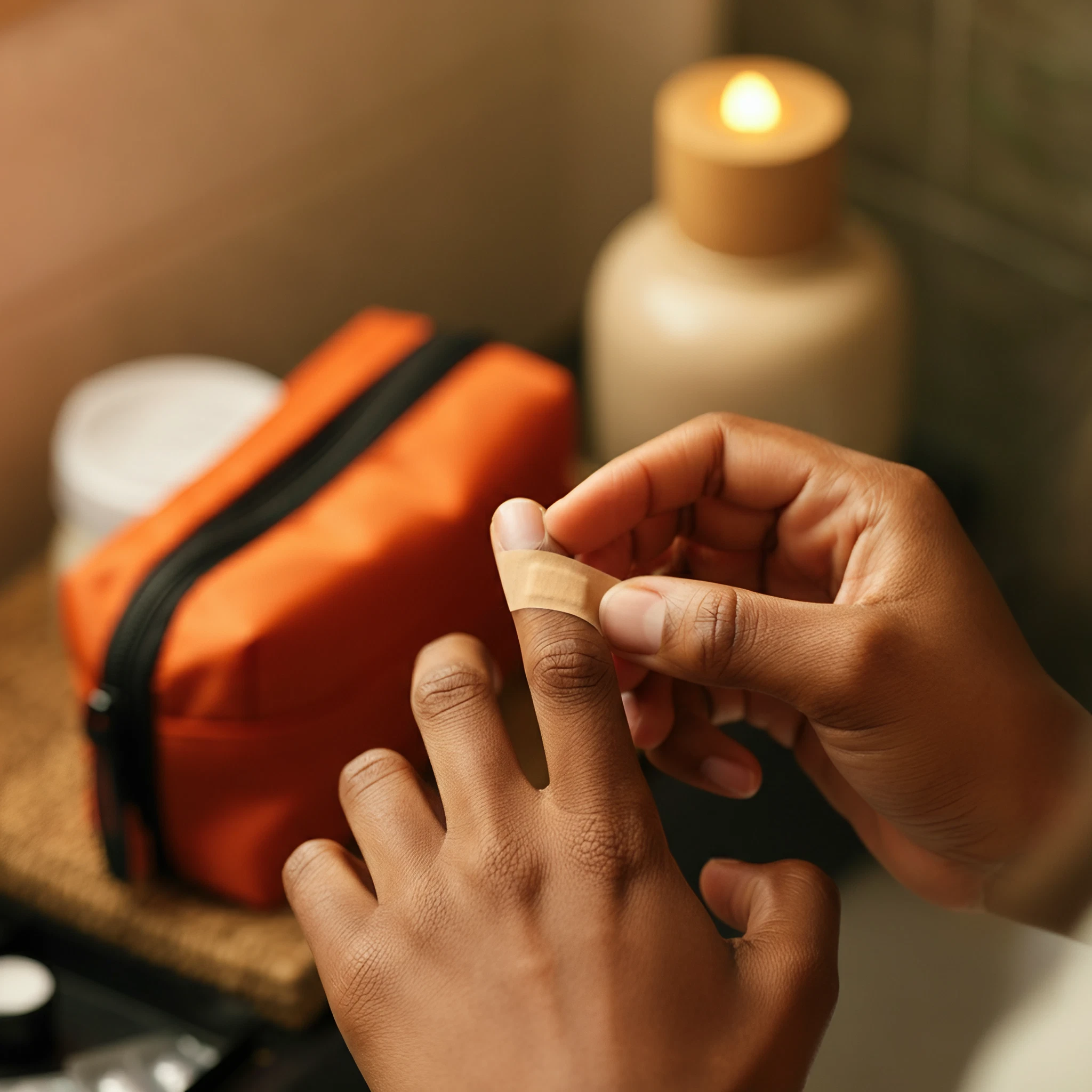 how to put bandaid on tip of finger