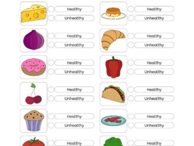 healthy and unhealthy food worksheet