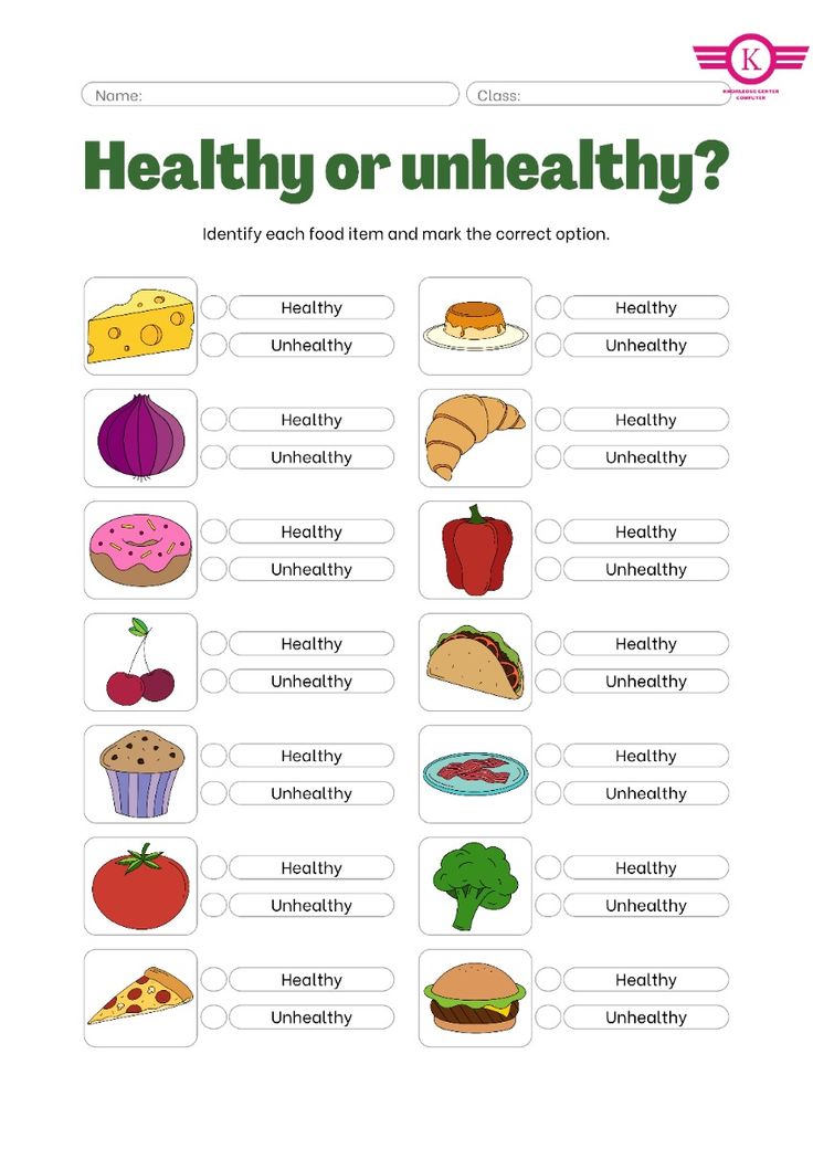 healthy and unhealthy food worksheet